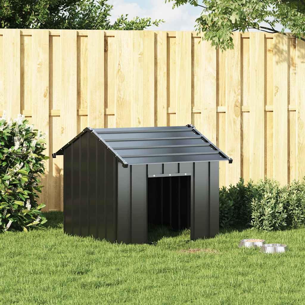 Hundehütte mit Dach aus verzinktem Stahl, 85 x 107 x 81 cm, Zwinger mit Markise, Laufstall für Hunde, aus Metall, für Terrasse, Garten, Terrasse
