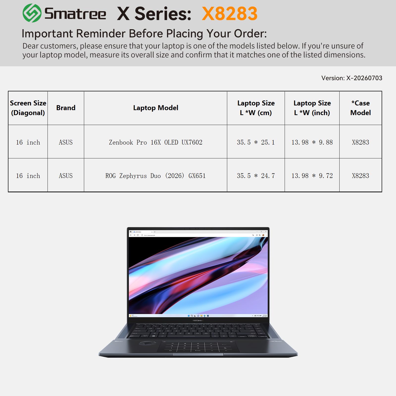Smatree Custodia protettiva rigida in EVA compatibile con ASUS TUF Gaming F15/A15 Laptop da 15,6 pollici, ASUS TUF Gaming A16 Advantage Edition, ASUS Zenbook Pro 16X OLED da 16 pollici(UX7602) (X8283)