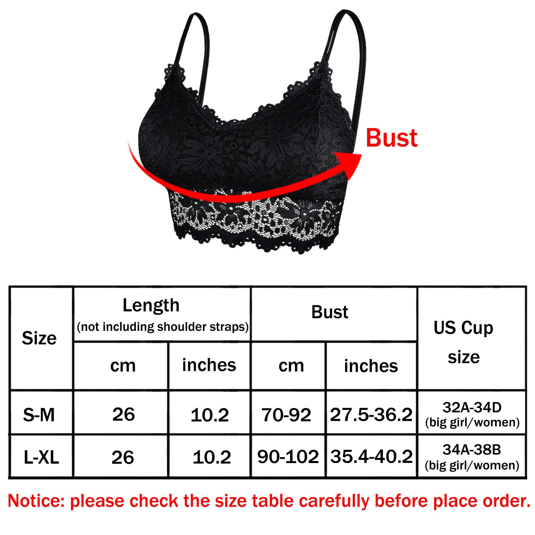 Duufin 5 Piezas Bralette Encaje Sujetador de Encaje Tipo Bralette para Mujer y Niña