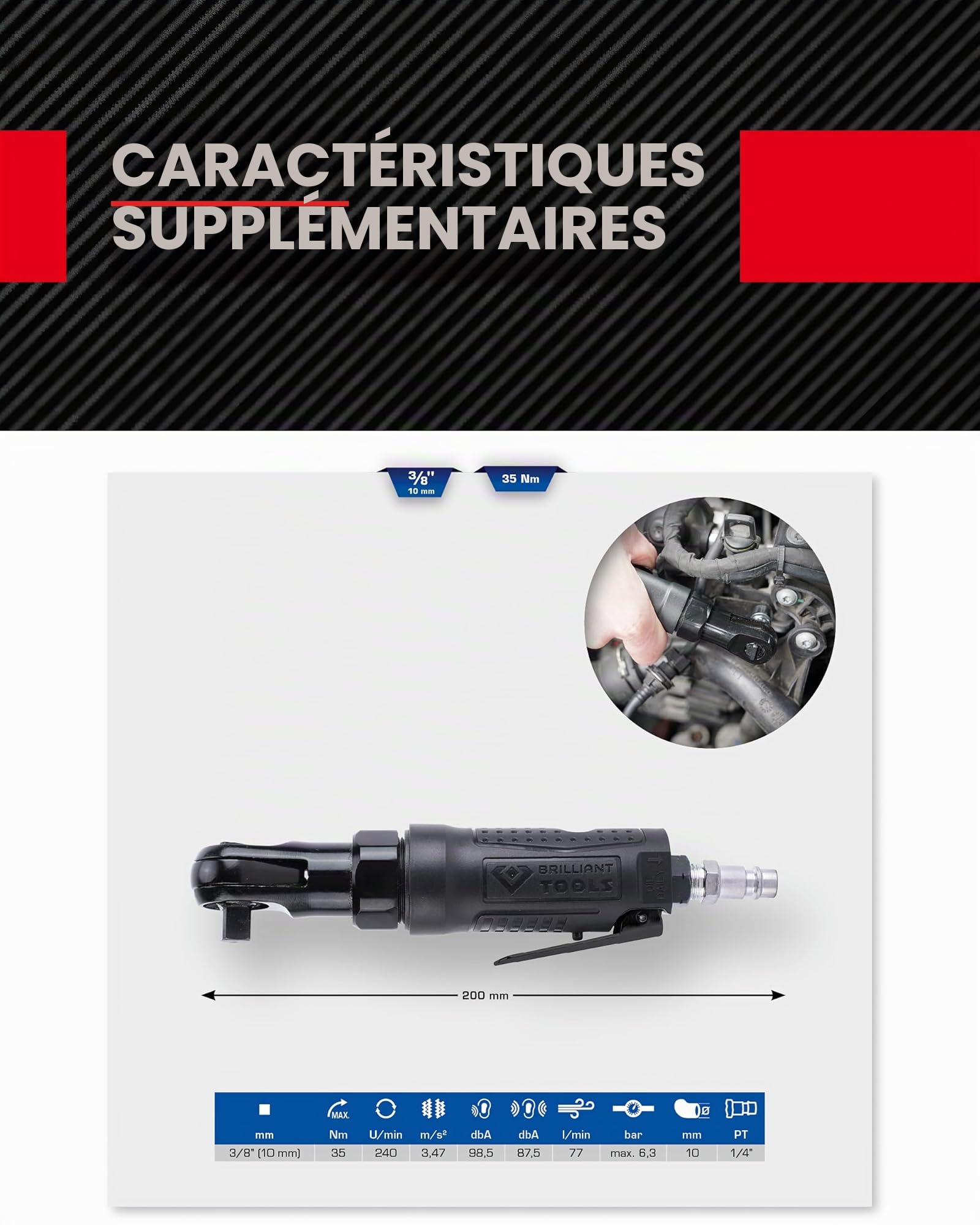 BRILLIANT TOOLS BT160602 Clé à rochet pneumatique [Powered by KS TOOLS]