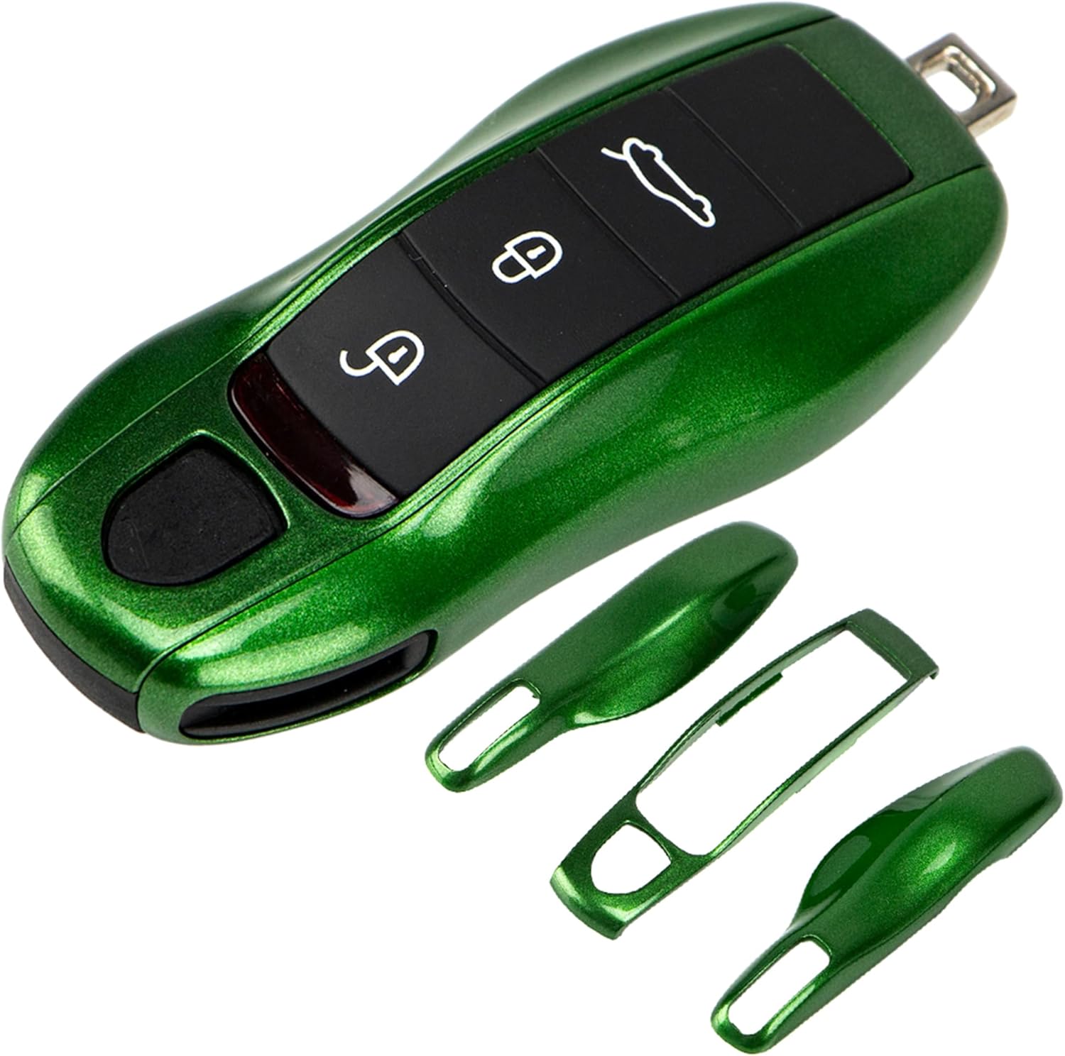 AeroBon 3-Piece Mamba Green Painted Key Cover Key Fob Shell Cover Compatible with Porsche Key Shell, Key Shell Replacement (MK1)