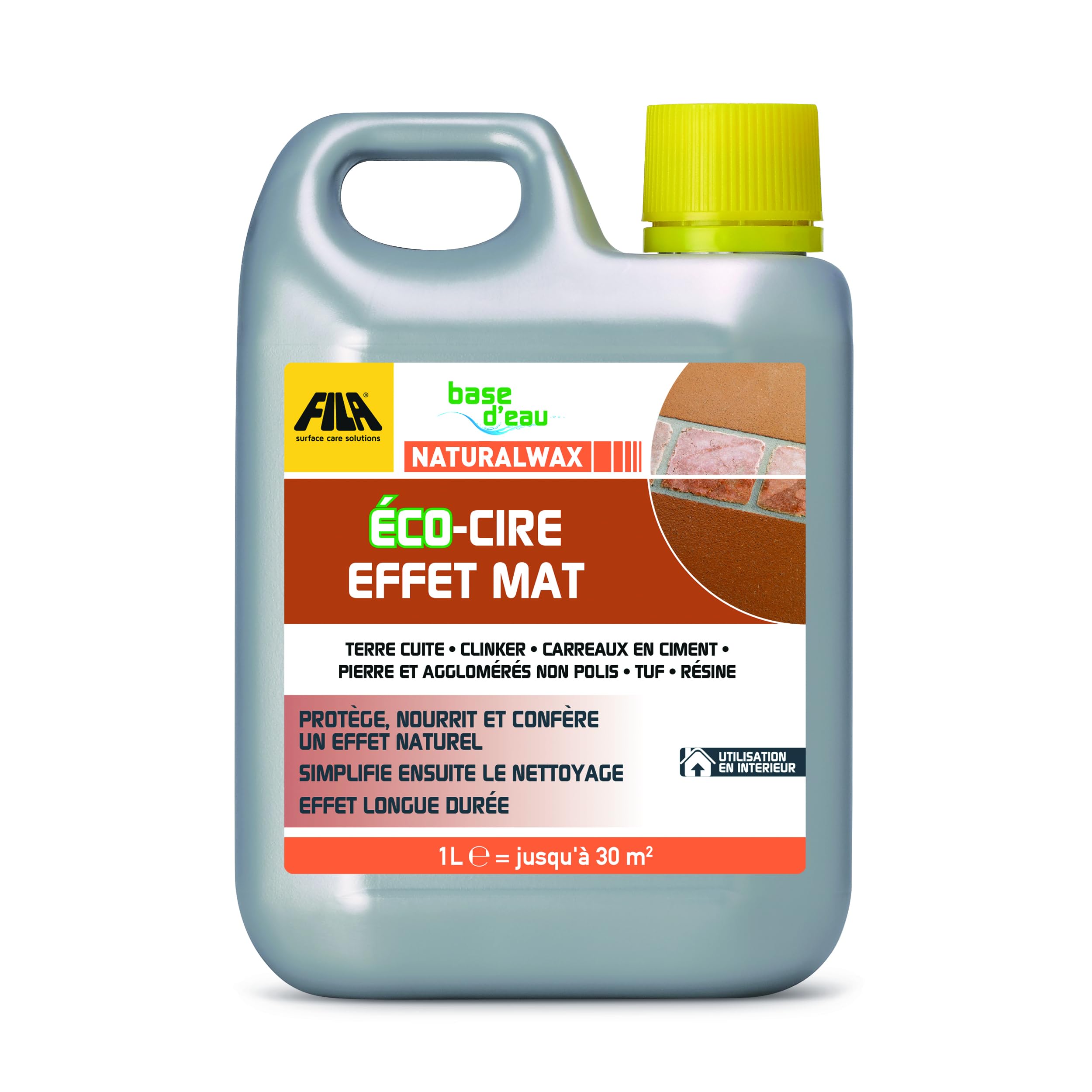 FILA Surface Care Solutions, NATURALWAX, Cire écologique à Effet Mat pour l'Entretien Maison, Produit Sol Convient pour Terre Cuite, la Cimentine, la Pierre, le Klinker etc, 1L