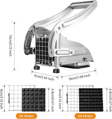 Miniatura 4 de REDANT Cortador profesional de papas fritas  Cortador de patatas de acero inoxidable con 2 cuchillas (12 y 13 pulgadas) y pies de succión