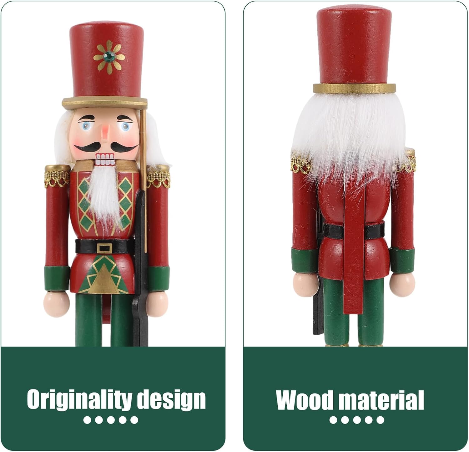 Christmas Nutcracker Figurine Wooden Soldier Nutcracker Ornament with Holiday Xmas Tabletop Decoration for Home