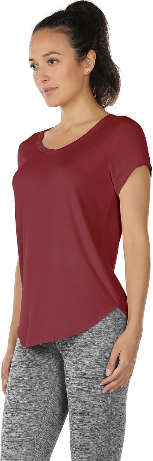 icyzone Open Back Yoga Shirts for Women - Exercise Workout Tops, Athletic Short Sleeves, Running T-Shirts Loose Fit - Image 5
