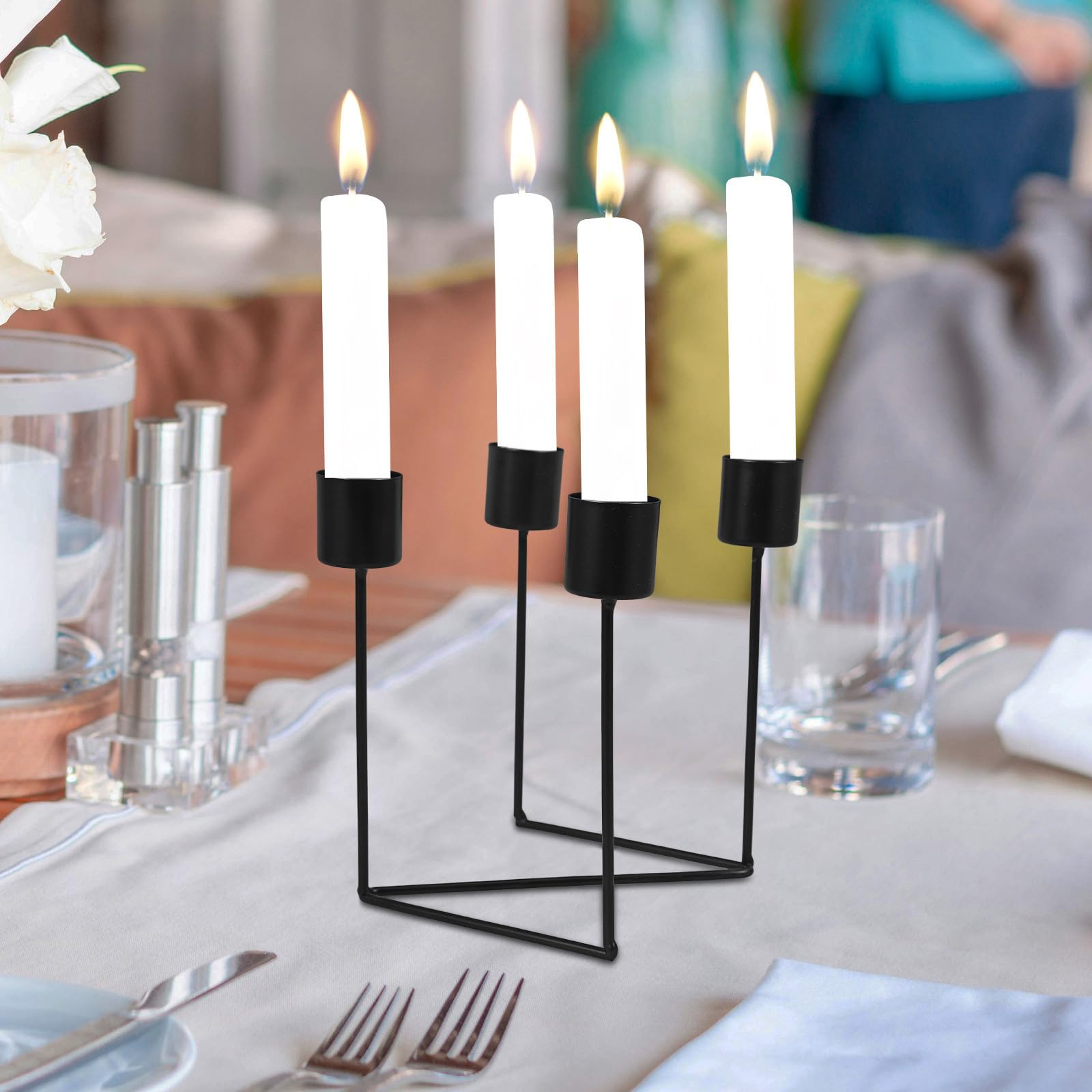 Toyvian 3 Stück Antiker Adventskerzenhalter aus Eisen für Tischdekoration | Retro Stil, für Tischmitte und Party, Dekorativer Kerzenständer, , Schwarz
