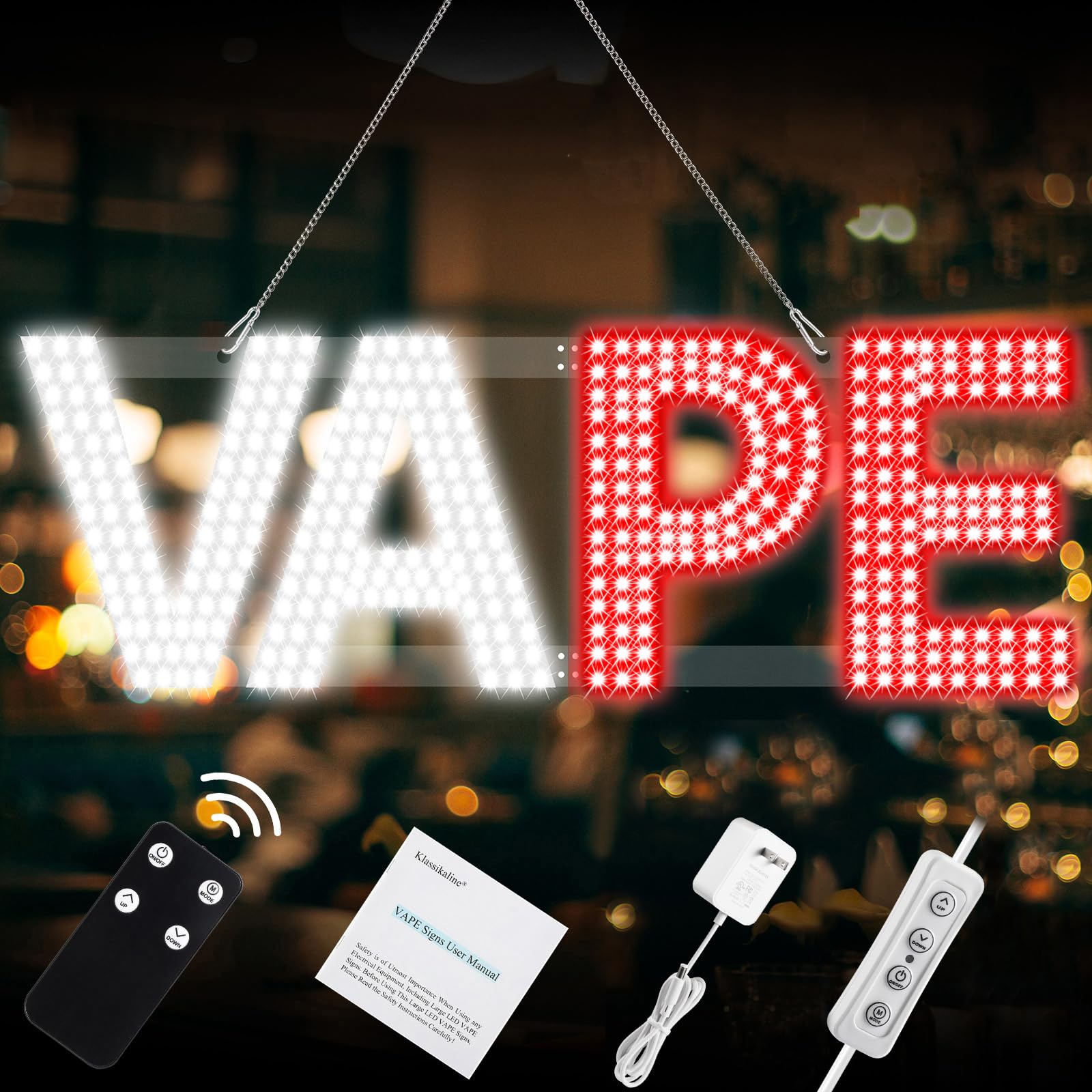 Señal de VAPE grande ultrabrillante de 76.2 cm x 25.4 cm, pantalla LED para tiendas de cigarrillos electrónicos, tiendas de vape, tiendas de conveniencia, gasolineras