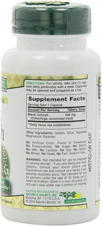 Nature's Bounty Natural Whole Herb Black Cohosh 540mg, 100 Capsules (Pack of 2)