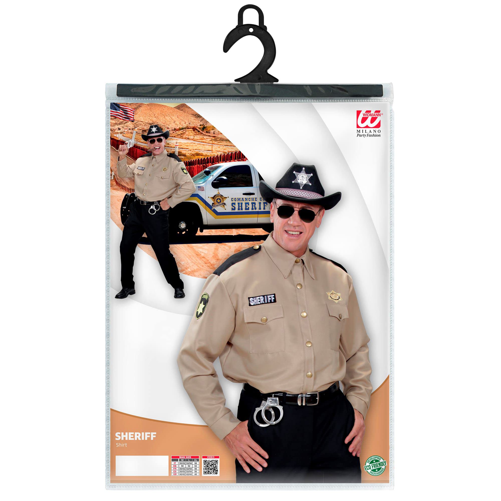 W WIDMANN MILANO Party Fashion - costume sceriffo, camicia, ranger, western, Texas, poliziotto, costumi in maschera