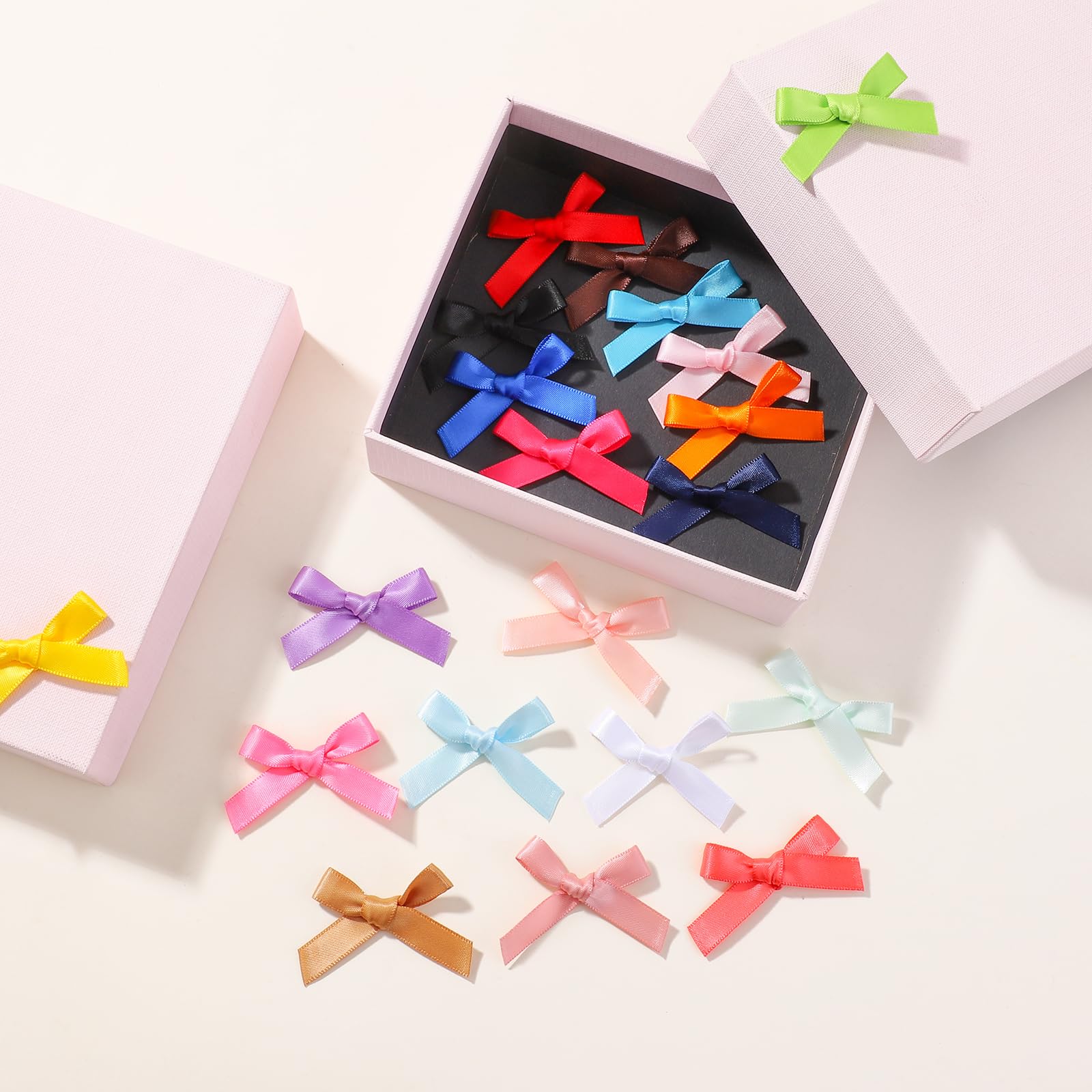 Satijnen lintstrikken, 100 stuks strikken voor knutselen, strik, mini-strikken voor bruiloft, verjaardagsfeestje, woondecoratie, cadeau, inpakbenodigdheden, knutselbenodigdheden
