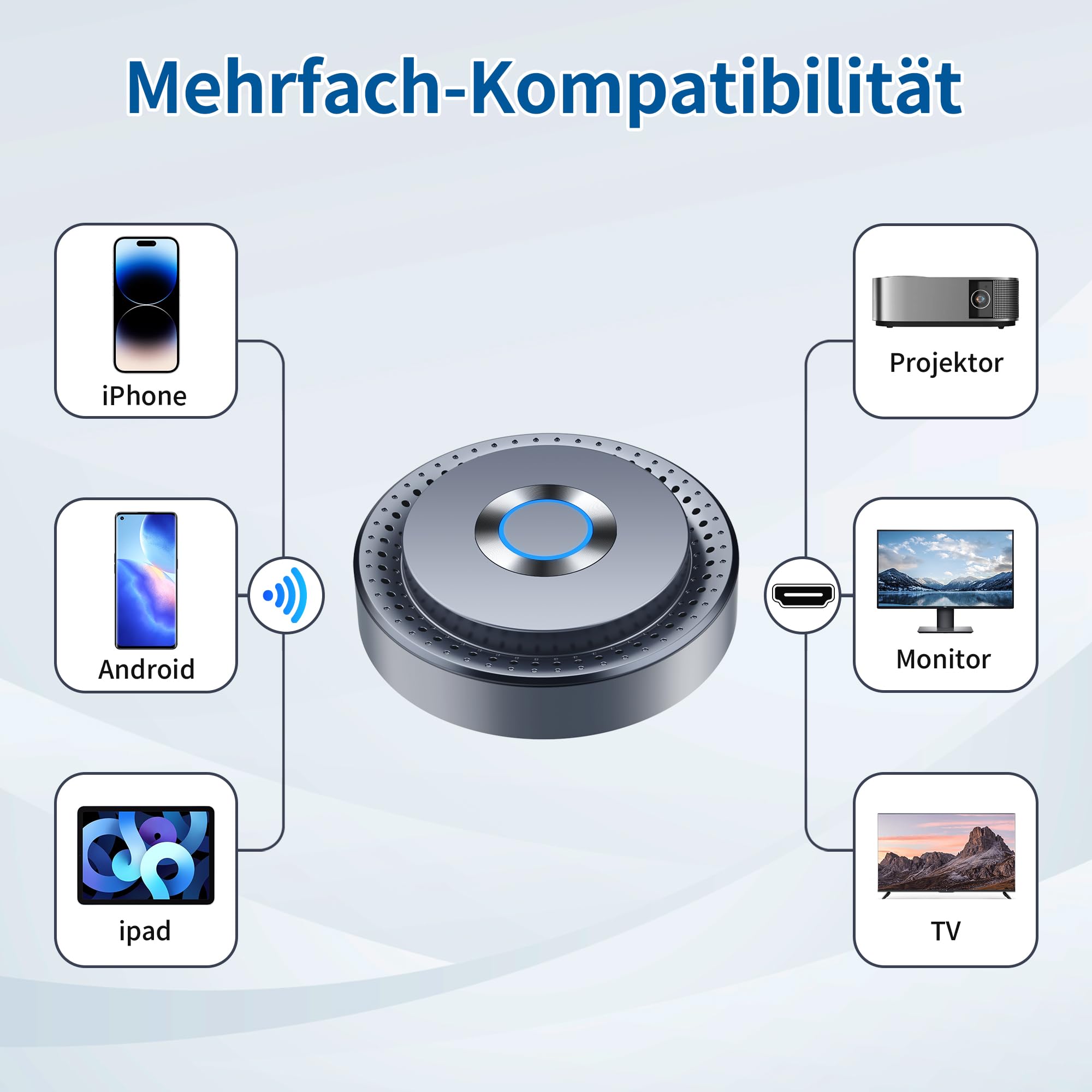 Miracast Wireless Hdmi Dongle Adapte, Tragbares Hdmi Adapter Dongle mit für Streaming von Video/Audio/Dateien Übertragung von Android-Smartphone auf HDTV