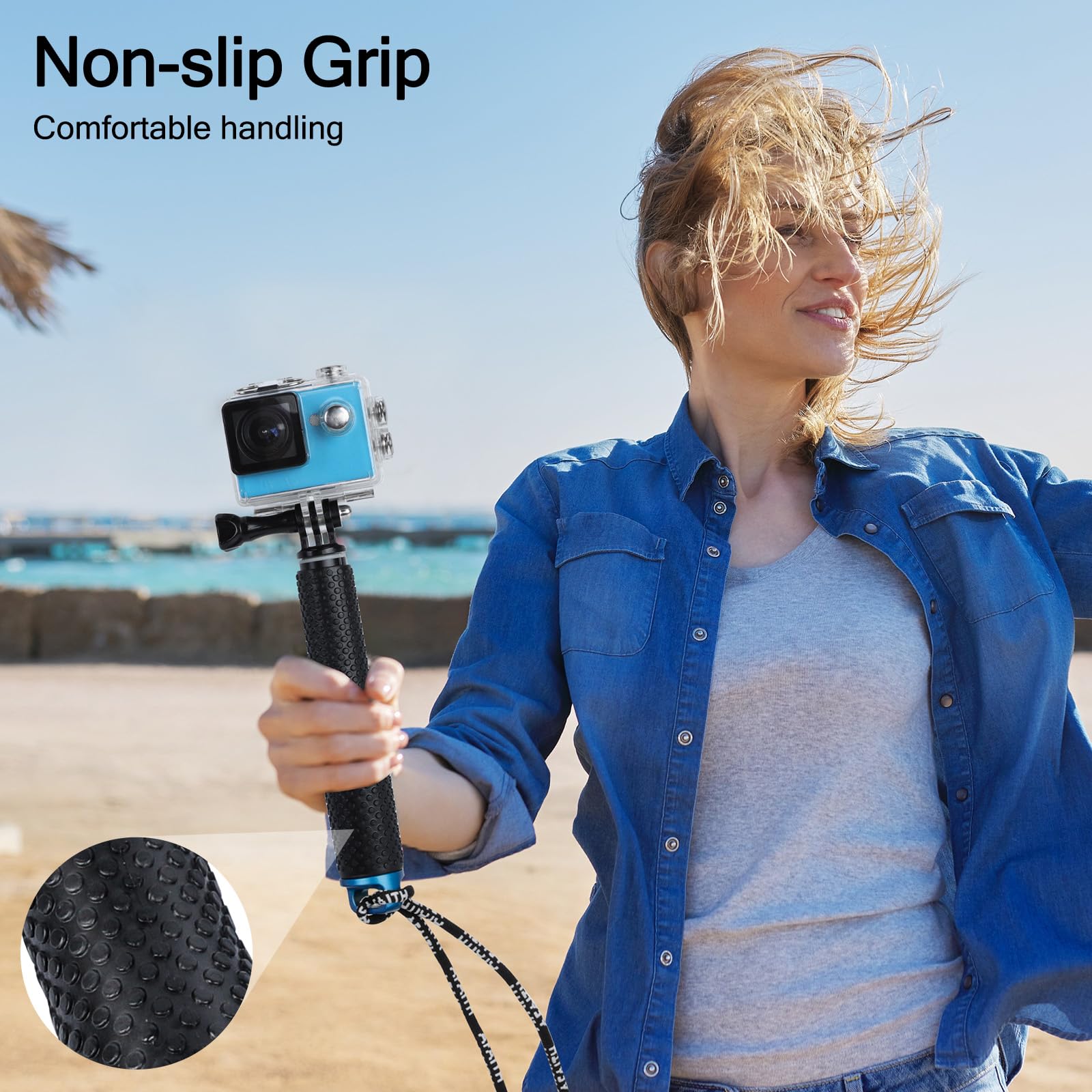 VINATO 19–49cm Selfie Stick für GoPro, Teleskopstange für Action Cam,Verstellbare Teleskop-Stick Aluminium Selfie-Stange für GoPro Hero 12/11/10/9/8/7/6 AKASO SJ4000 SJ5000 Insta360 X3 Action-Kameras