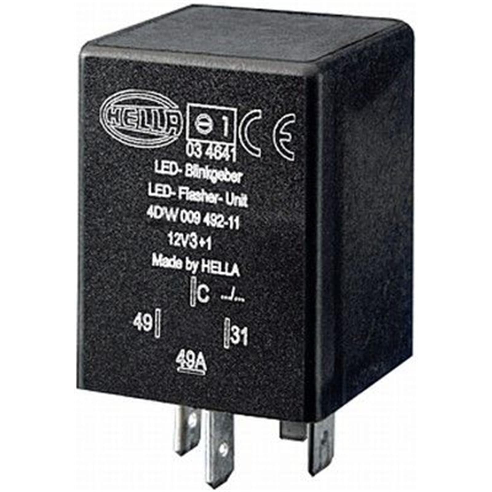 HELLA Relé de intermitencia - 12V - 4polos - enchufado - LED - con soporte