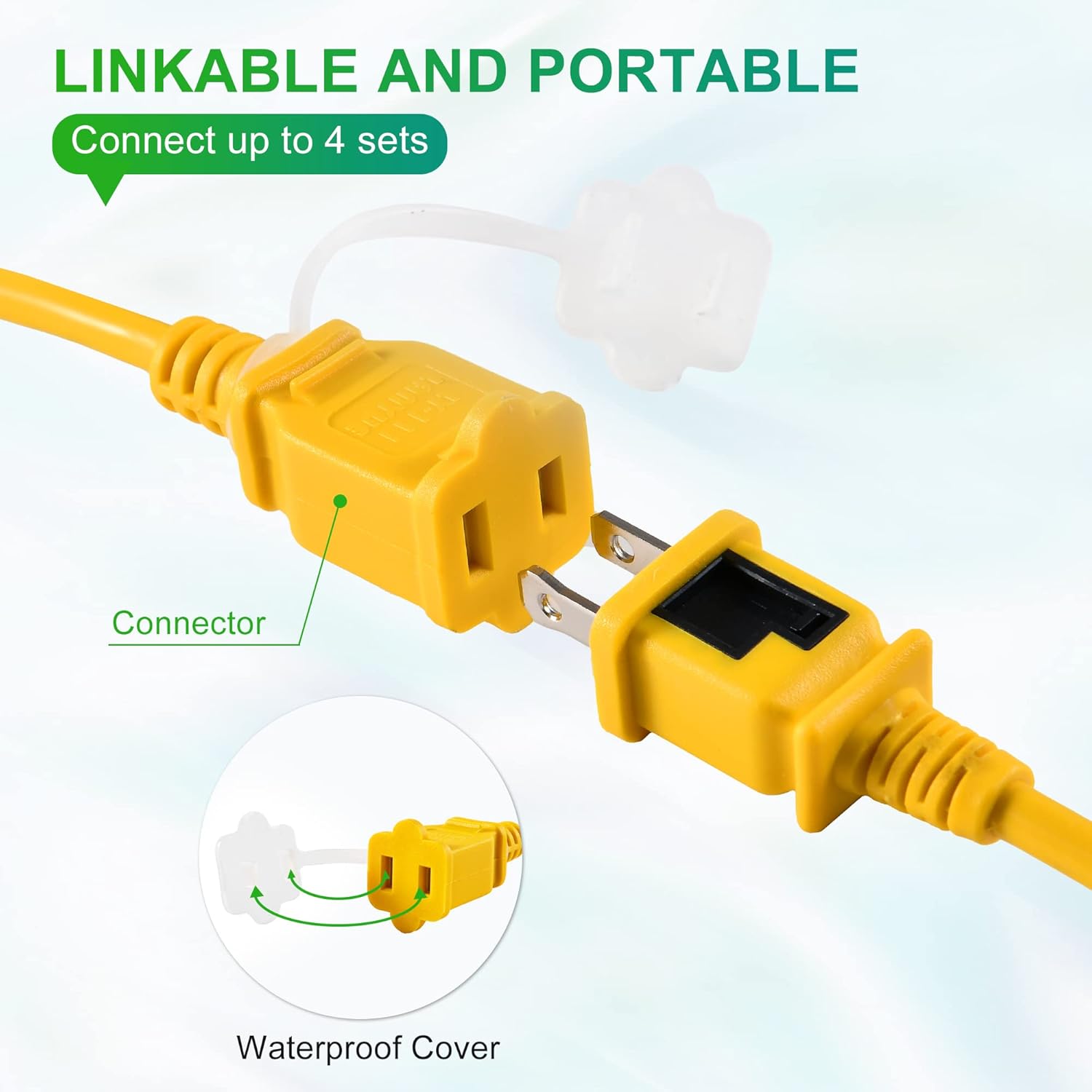 LEDIARY 100FT LED Construction String Lights, 150W 15000LM String Work Light, Linkable Jobsite Lights, Weatherproof Temporary Lighting Indoor&Outdoor, ETL Listed - Image 5