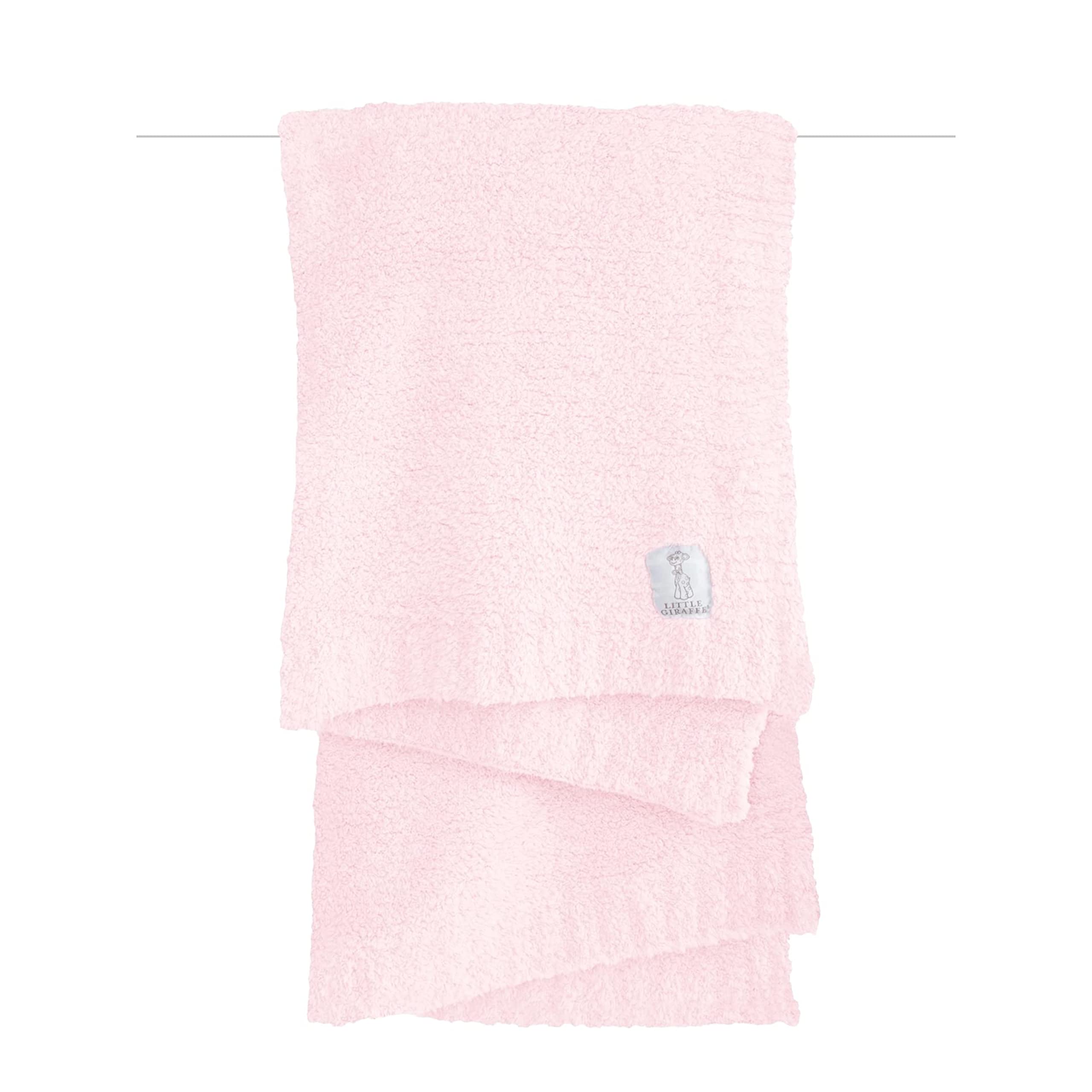 Little Giraffe Plush Chenille Knit Baby Blanket 29" x 35", Pink