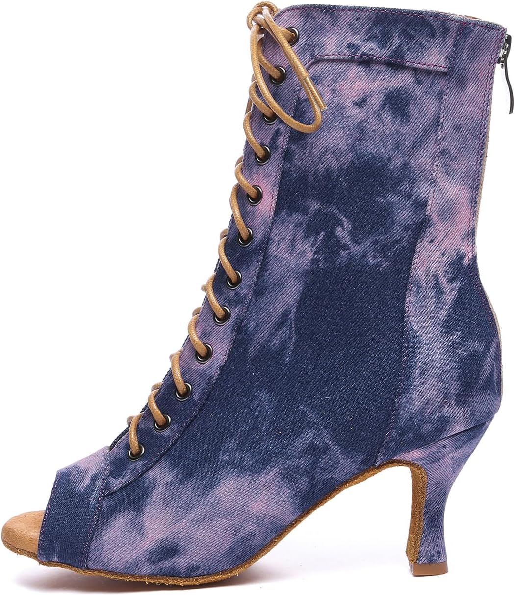 Leichtrit Bottes De Danse Latine Femme,Chaussures De Danse Femme,Bottes De Danse De Salon Bottes De Danse Latine Femme à Lacets High Heels Dance Shoes Chaussures Danse Latine Femme A Talon
