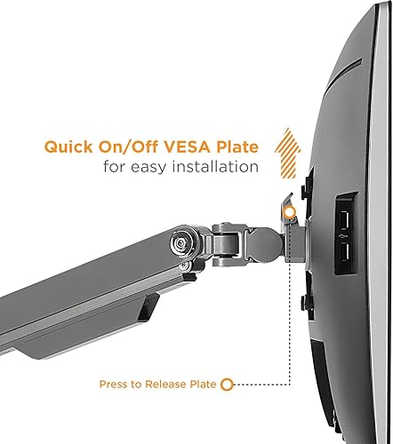 Miniatura 8 de Mount-It! Soporte de escritorio con brazo para monitor doble, 2 puertos USB 3.0, resorte mecánico articulado ajustable en altura  Se adapta a dos