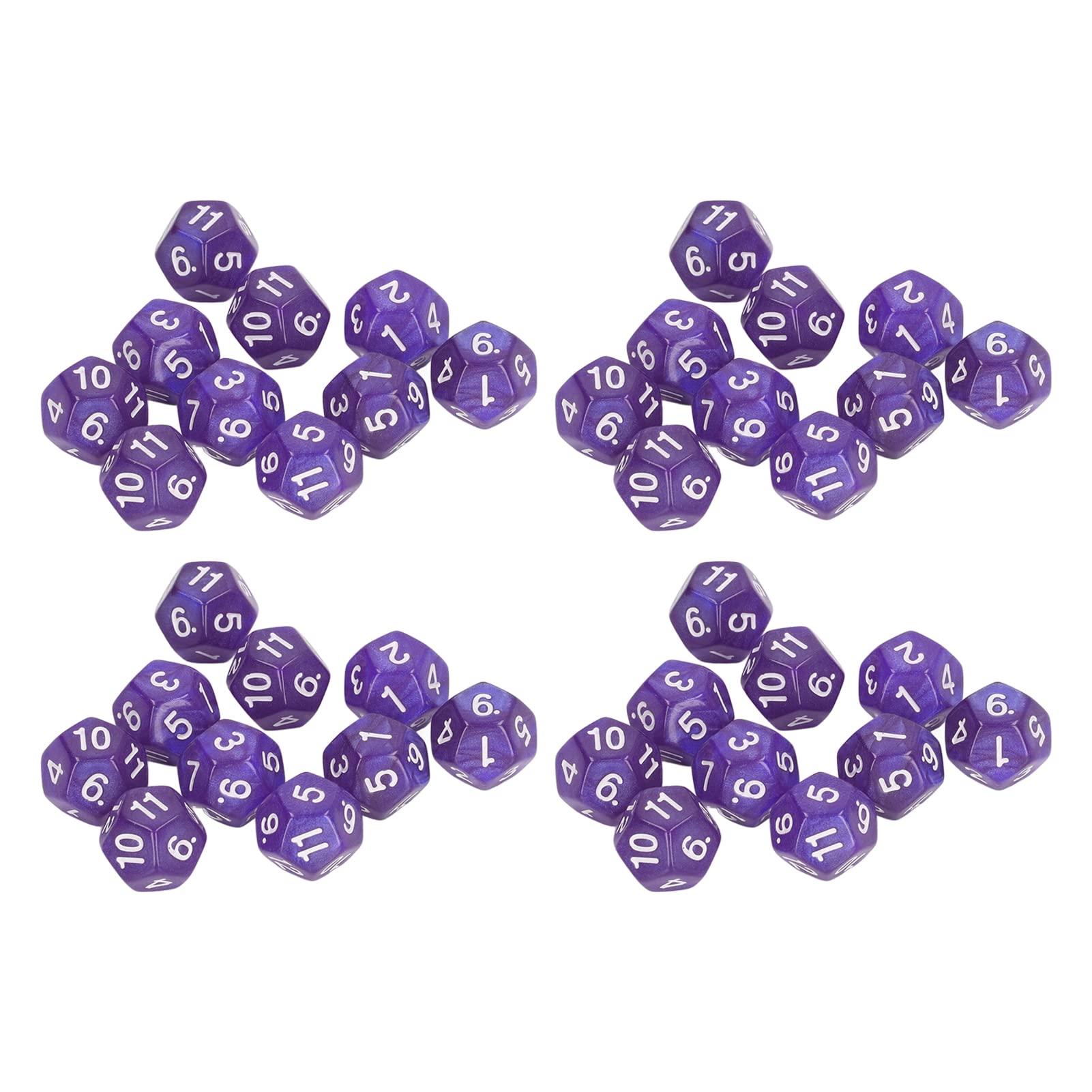 12 Sided Dice Dice for Teaching,40pcs Polyhedral Dice Clear Numbers Waterproof Prevent Oxidation 12 Sided Dice Set for Game Teaching (Purple)