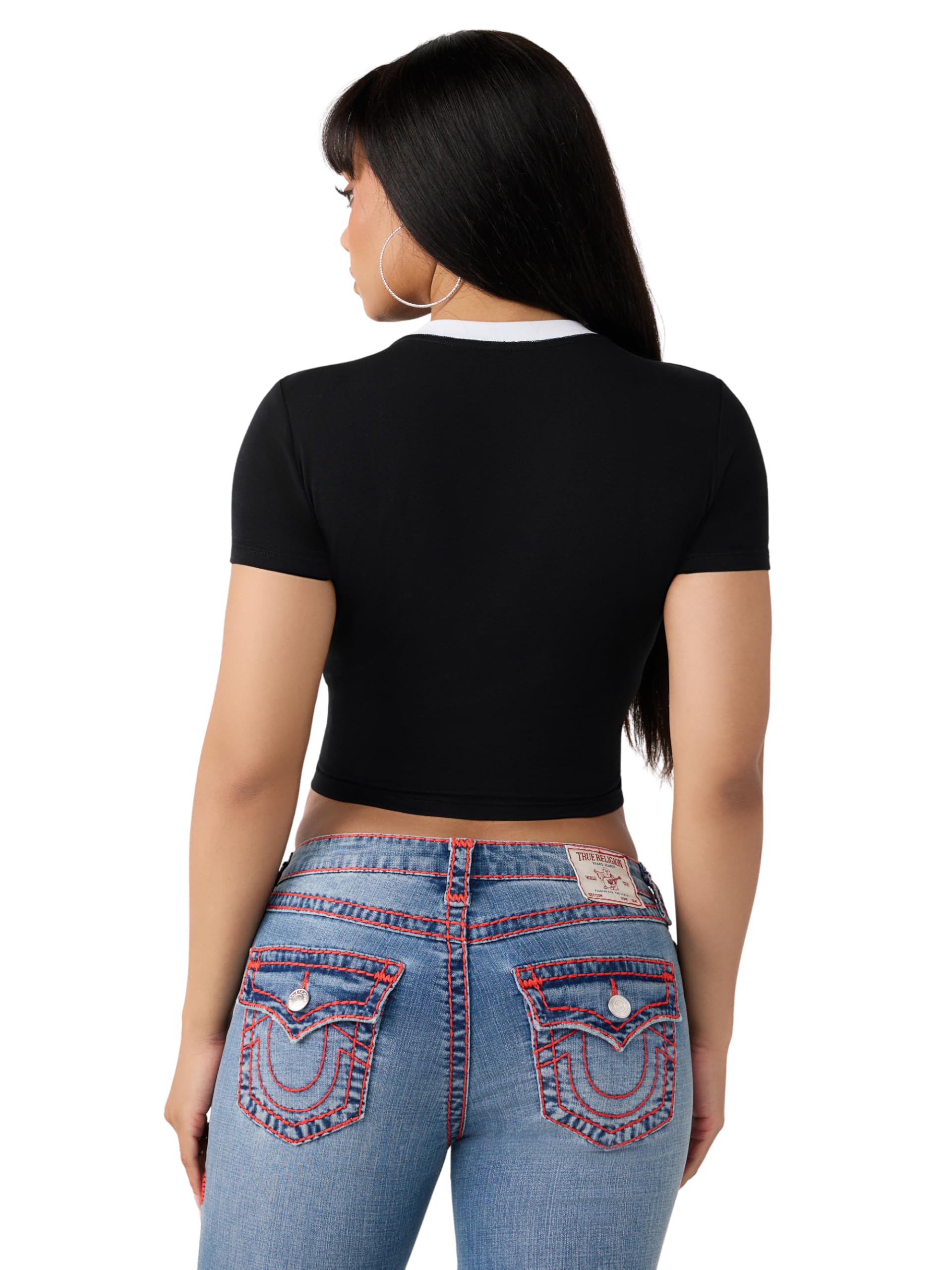 True Religion Damen Crystal Heritage Baby Tee Crystal Heritage Baby-T-Shirt (1er Pack)