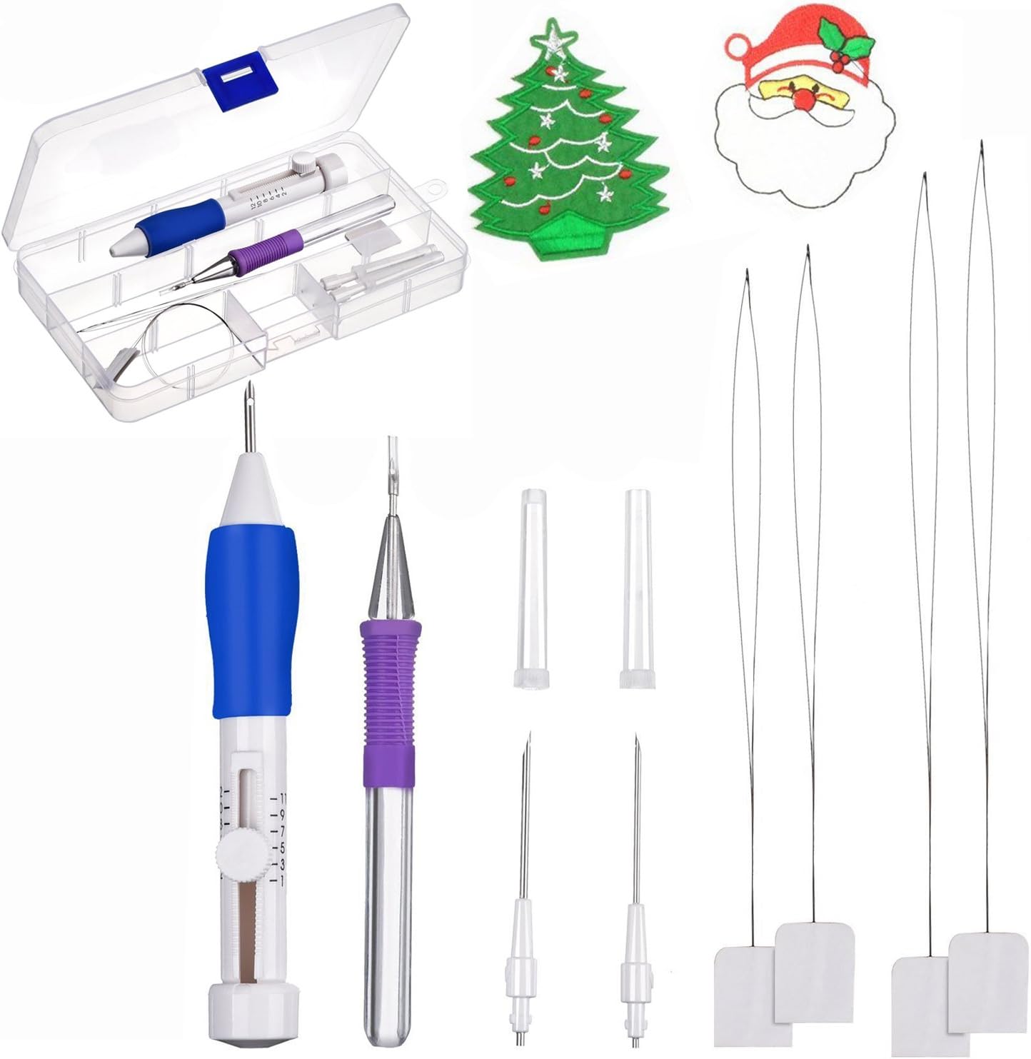 DoitY Embroidery Stitching Punch Needle Magic Embroidery Pen Set with Threader Christmas Patterns DIY Sewing Tools