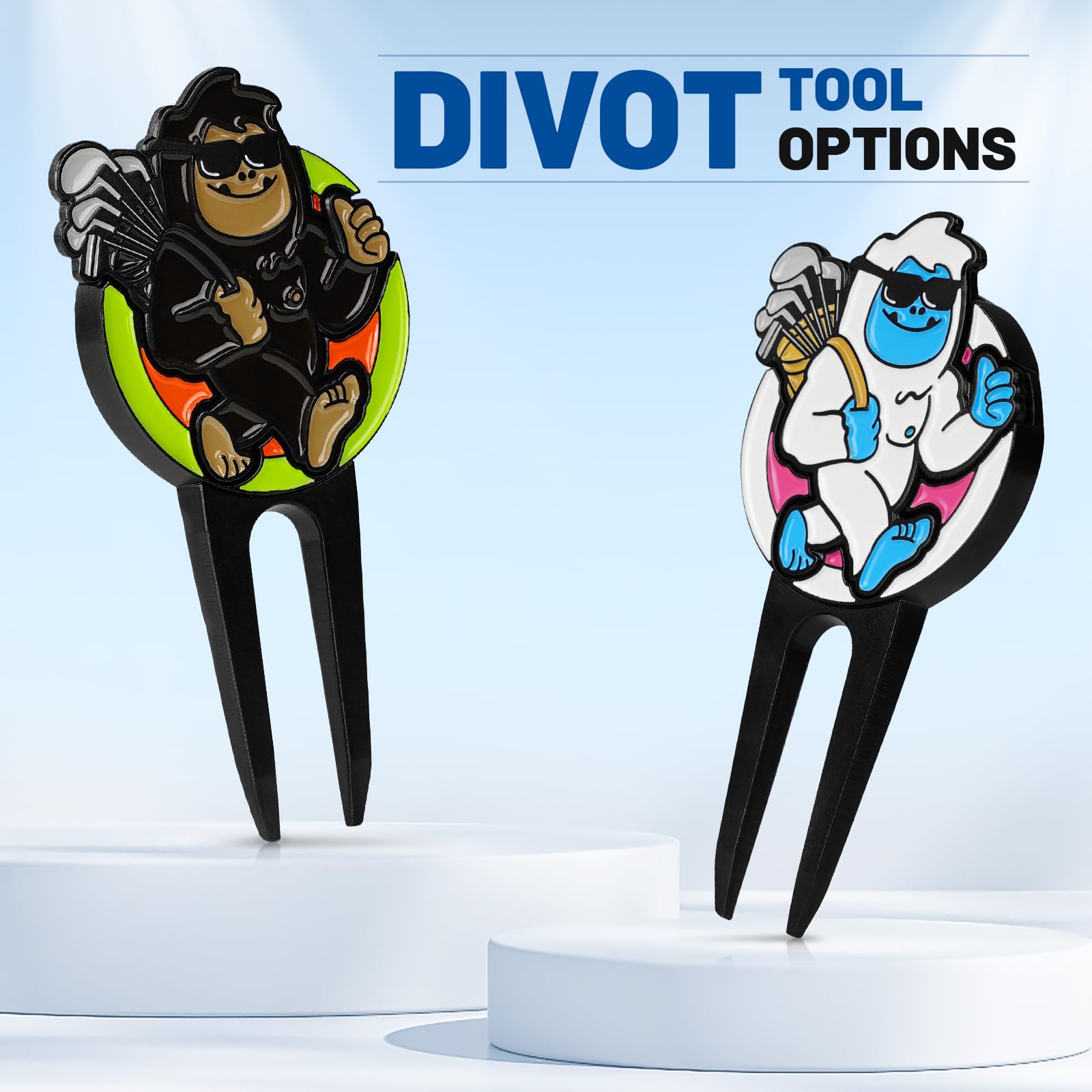 Big Crazy Golf Divot Repair Tool, Golf Divot Tool with Golf Ball Marker, Sasquatch and Yeti Cool Golf Gift, 4-in-1 Golf Accessories for Men