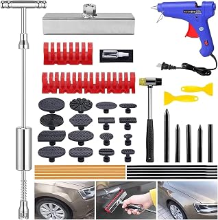 Professional Paintless Dent Removal Kit - Adjustable Car Dent Puller Tool with T-Bar & Glue Gun for Auto/Motorcycle/Hail Damage Repair
