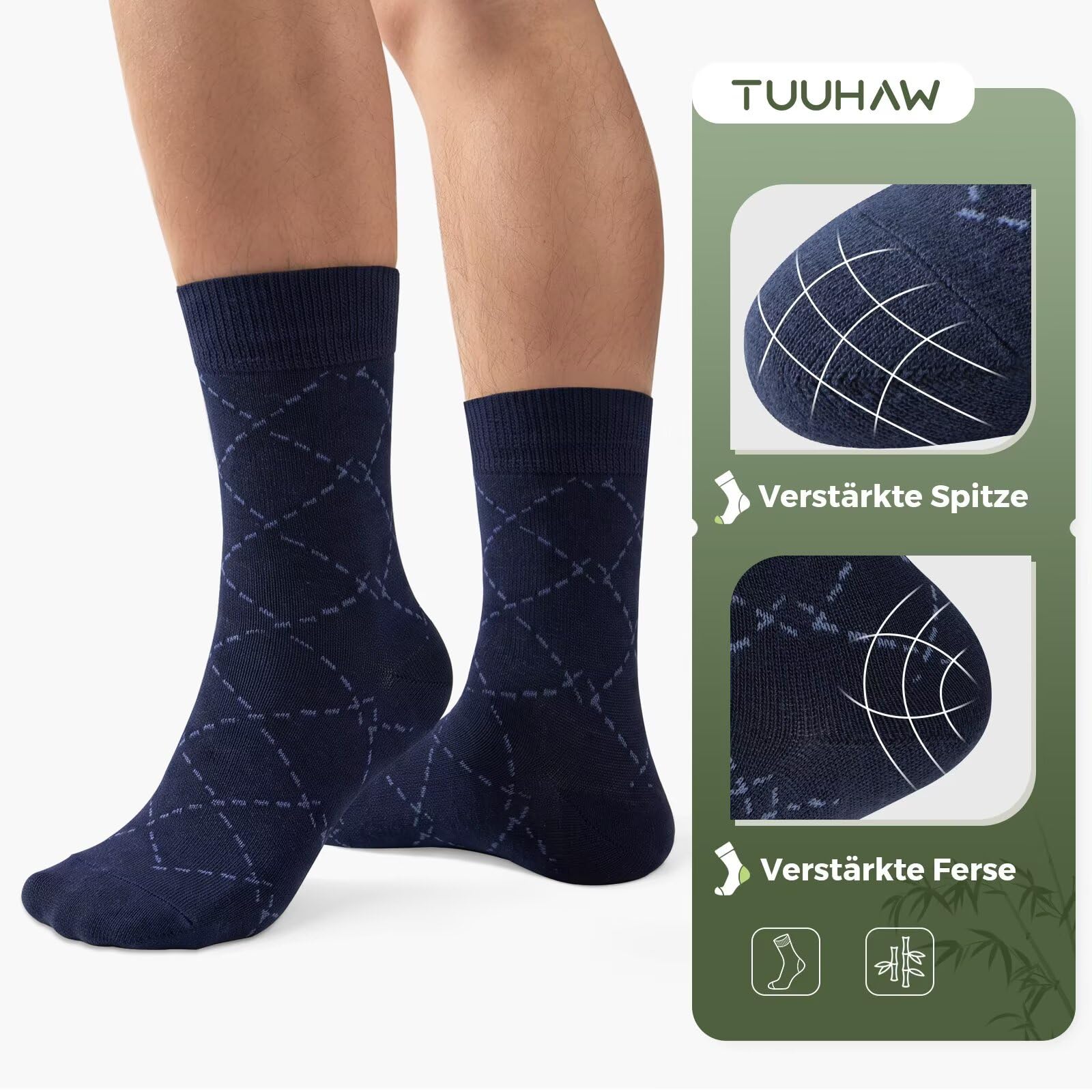 Chaussettes pour Hommes Femme Classiques en Bambou Lot de 10 Paires