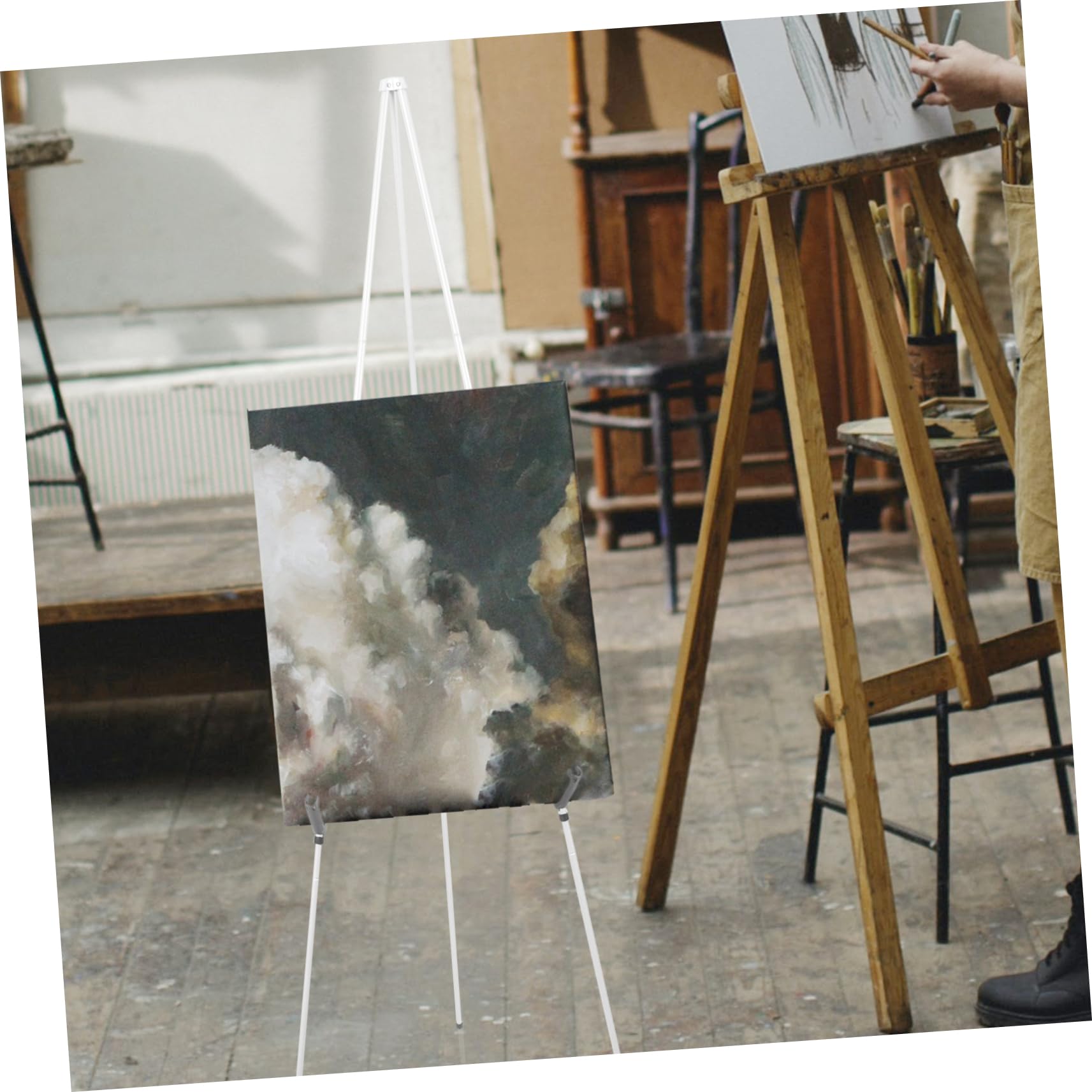 Angoily Chevalet Exposition Peinture Trépied Pliable Métal Pour Artistes Support Et Robuste Pour Exposition Art