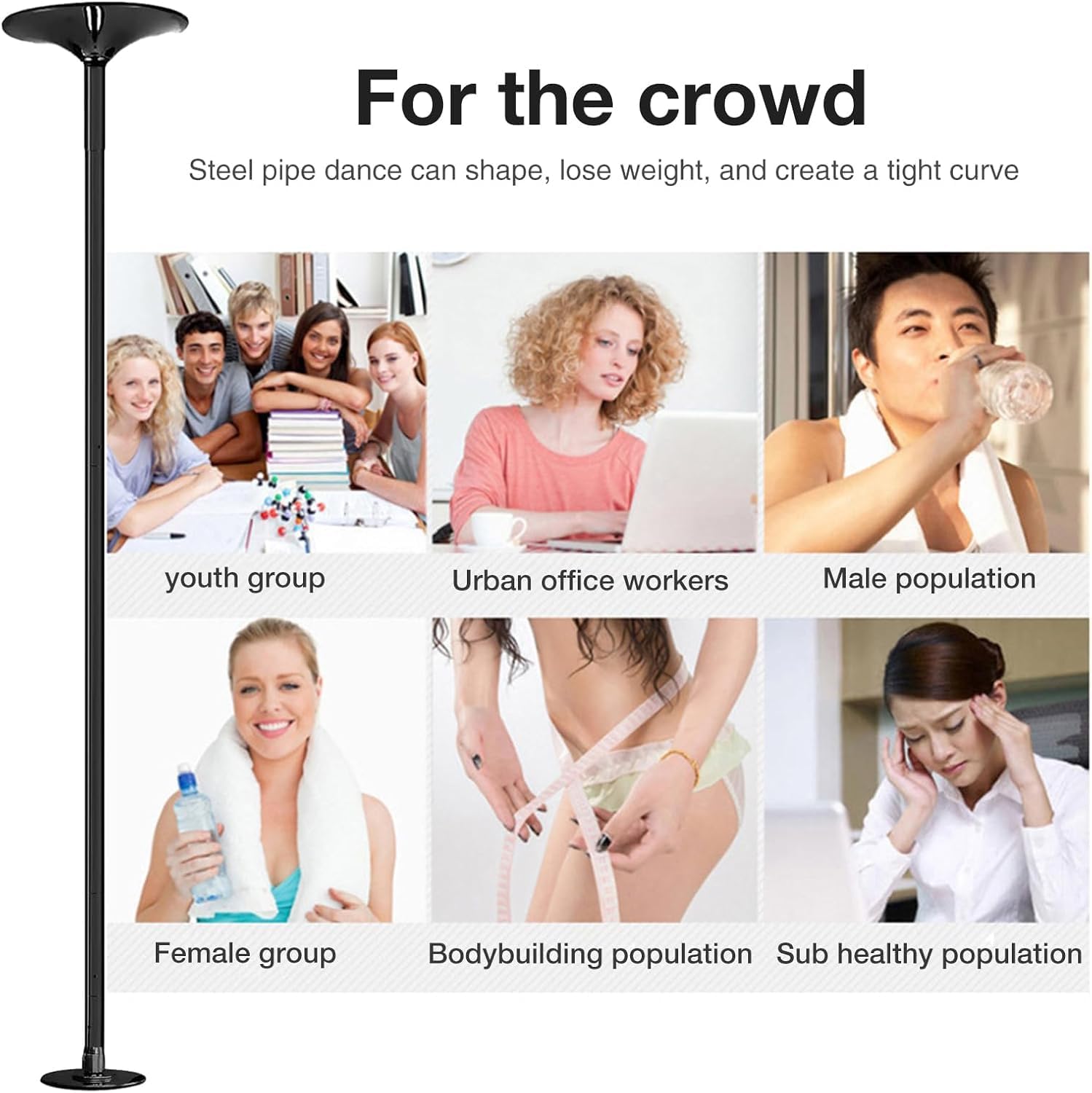 Dance Pole Permanent Ceiling Mount Commercial Fitness Stripper Pole for Pub Gym Club & Yoga Room Static Spinning,Professional 45mm Dance Pole for Home Fitness | Heavy-Duty Adjustable Strippe