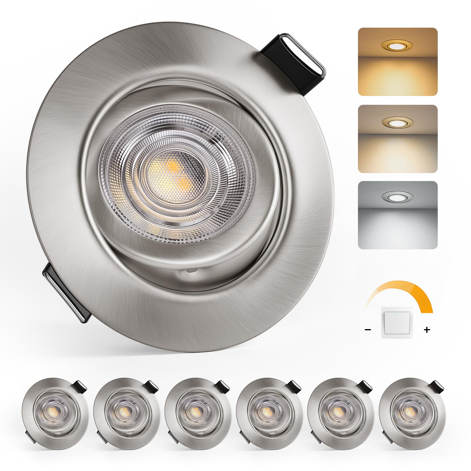Sanyoung Spot LED Encastrable Dimmable, 5W Spots Salle de Bain, Lot de 6