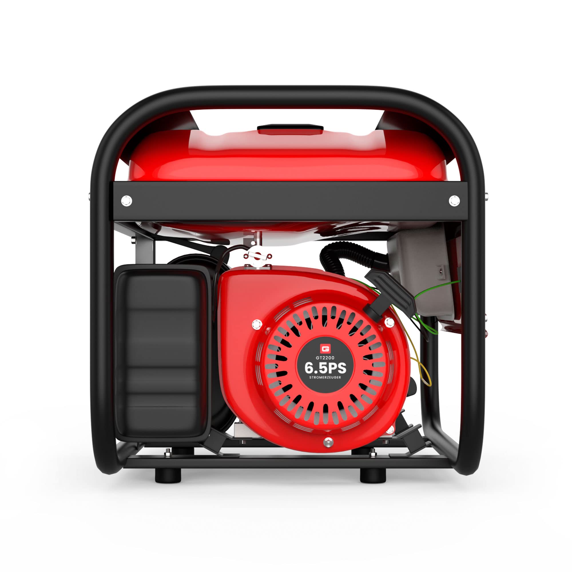 GENTOR generator prądu awaryjnego benzyna cichy 2200 Watt 6.5HP, generatory prądu 4-suwowy silnik benzynowy, 2x 230V, 1x 12V, pull-start, dla kempingu, na zewnątrz, warsztat, dom