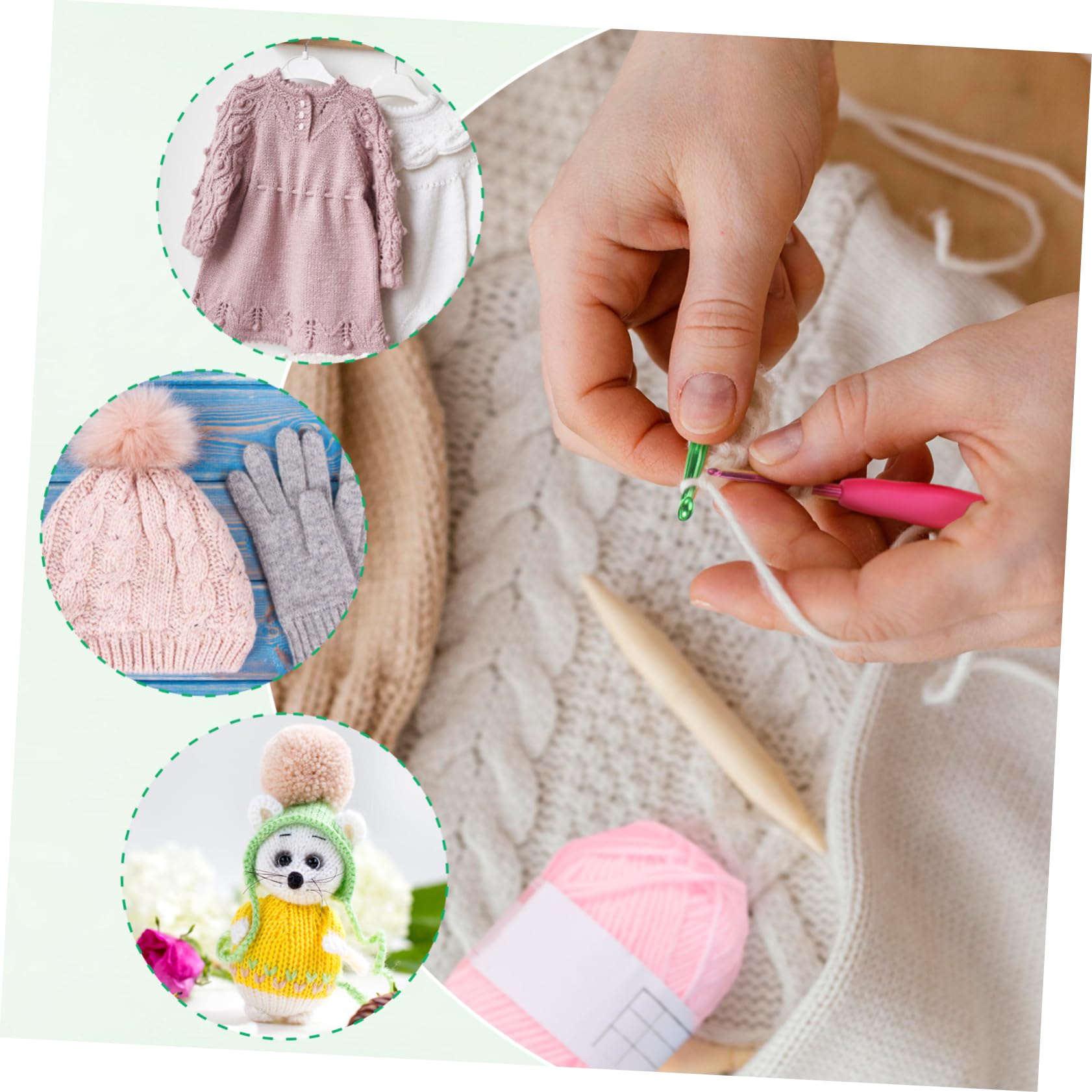 DOITOOL Set Uncinetti Completo per Principianti con 100 Pezzi in Plastica, Borsa Portatile e Accessori per Lavorazione a Maglia Artistica e Artigianato in Viaggio
