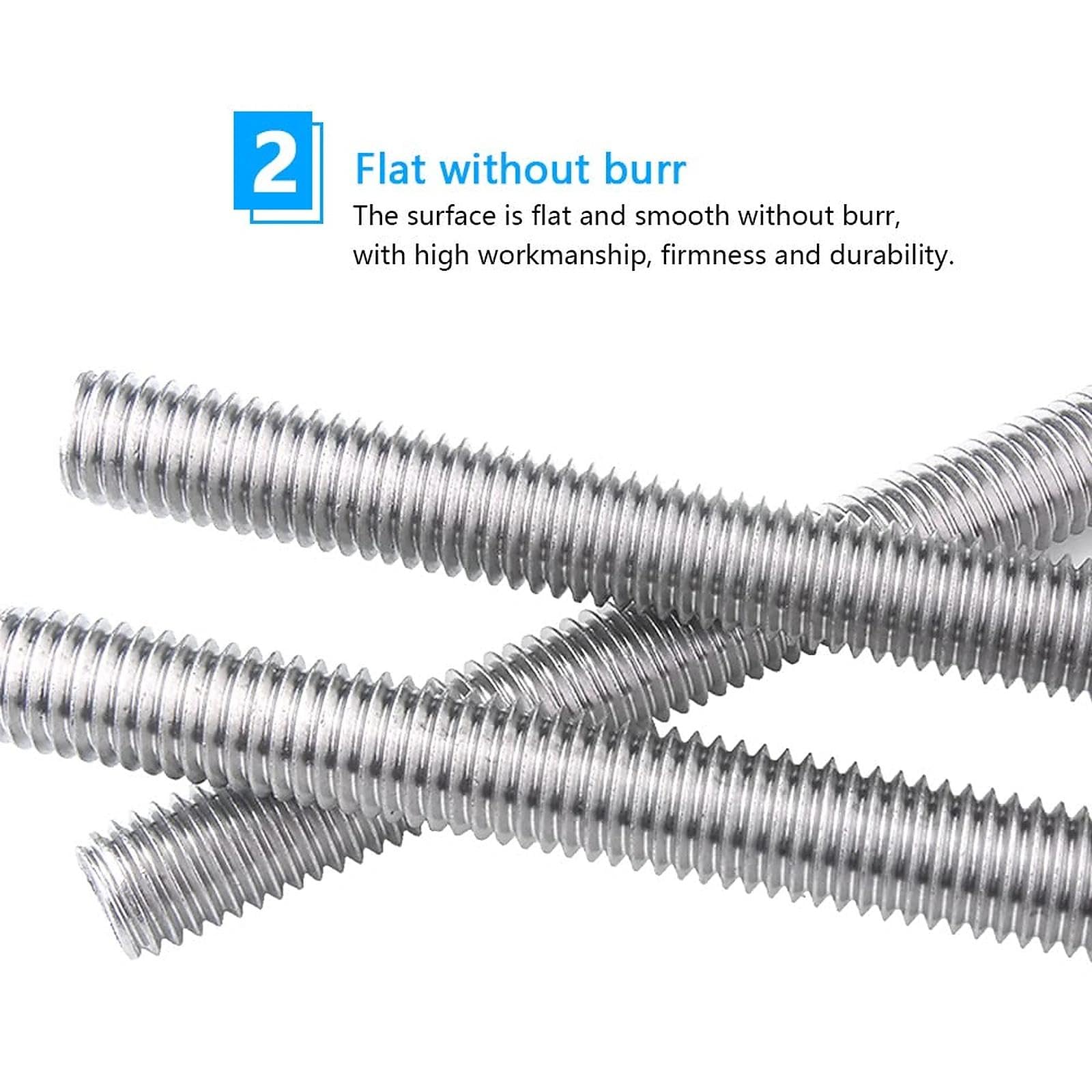 12 Piezas M6 x 100mm Varilla Roscada Acero Inoxidable M6 Barra de Varillas Totalmente Roscadas para las Industrias Manufacturera Automotriz y de la Construcción Plata