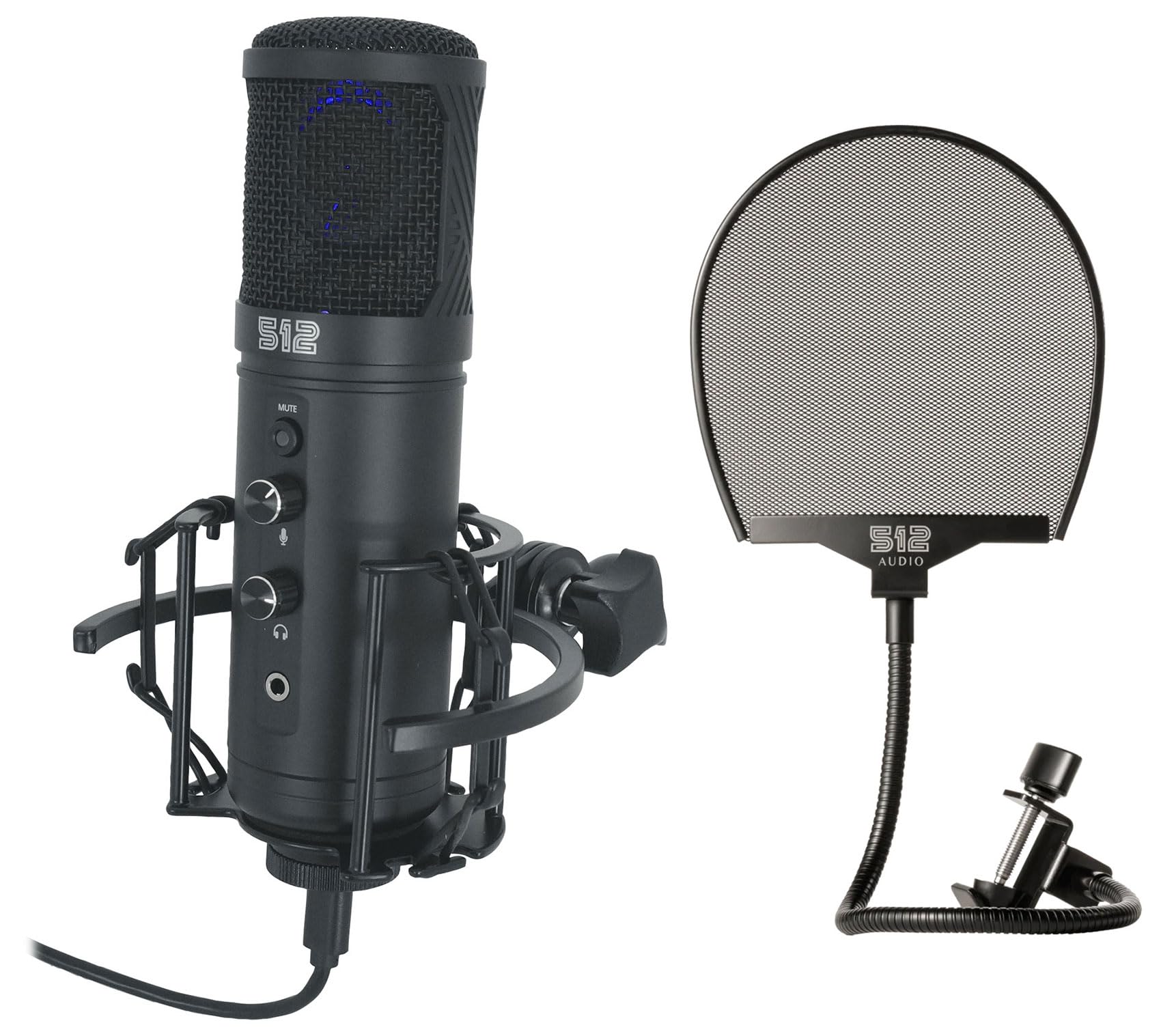 Audiosavings Bundle: 512 Audio Warm Audio 512-POP Professional Metal Pop Filter w Gooseneck Clamp Bundle w/ 512 Audio by Warm Audio Tempest Large Diaphragm Condenser USB Microphone+Stand (2 Items)