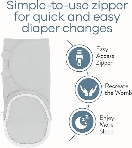 Miniatura 6 de Comfy Cubs Saco de dormir fácil ajustable con cremallera de fácil acceso y paños de bebé, toallas de algodón de muselina para bebé incluidas