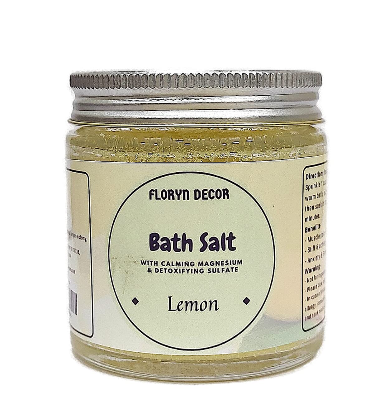 Floryn Decor® Bath Salt for Body & Foot Spa, Calming, Relaxing, Muscle Pain Relief, Aromatherapy with 100% Pure & Natural Sea Salt | Epsom salt for bath | Scent- Rose,100gm (Lemon)