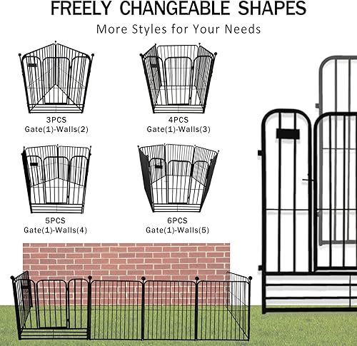 Miniatura 4 de Corralito de metal para perros al aire libre, 32 pulgadas de altura para perros pequeños, medianos y grandes, portátiles y plegables con valla para