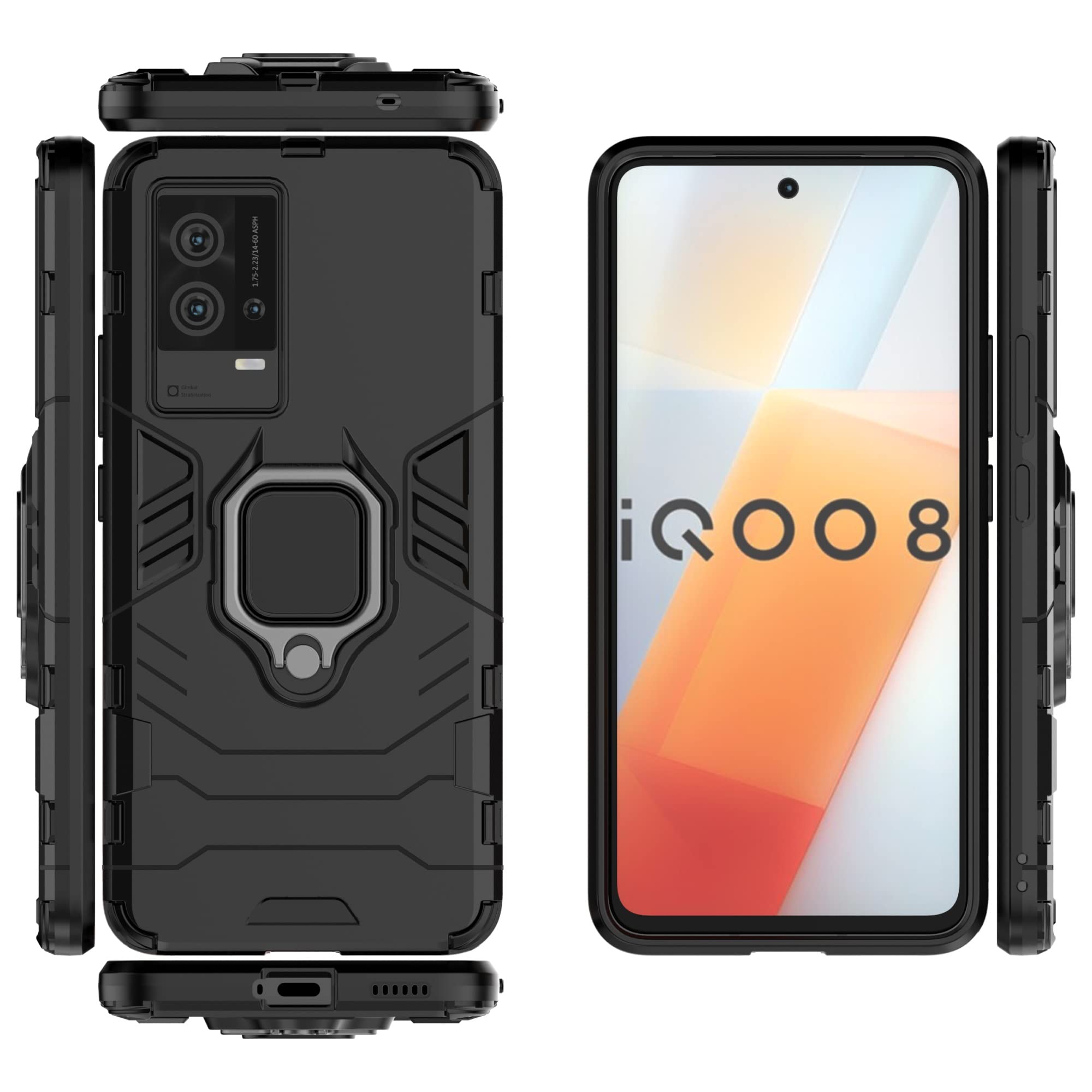 Coque Vivo iQOO 8 pour éviter les chutes avec support arrière noir - 7