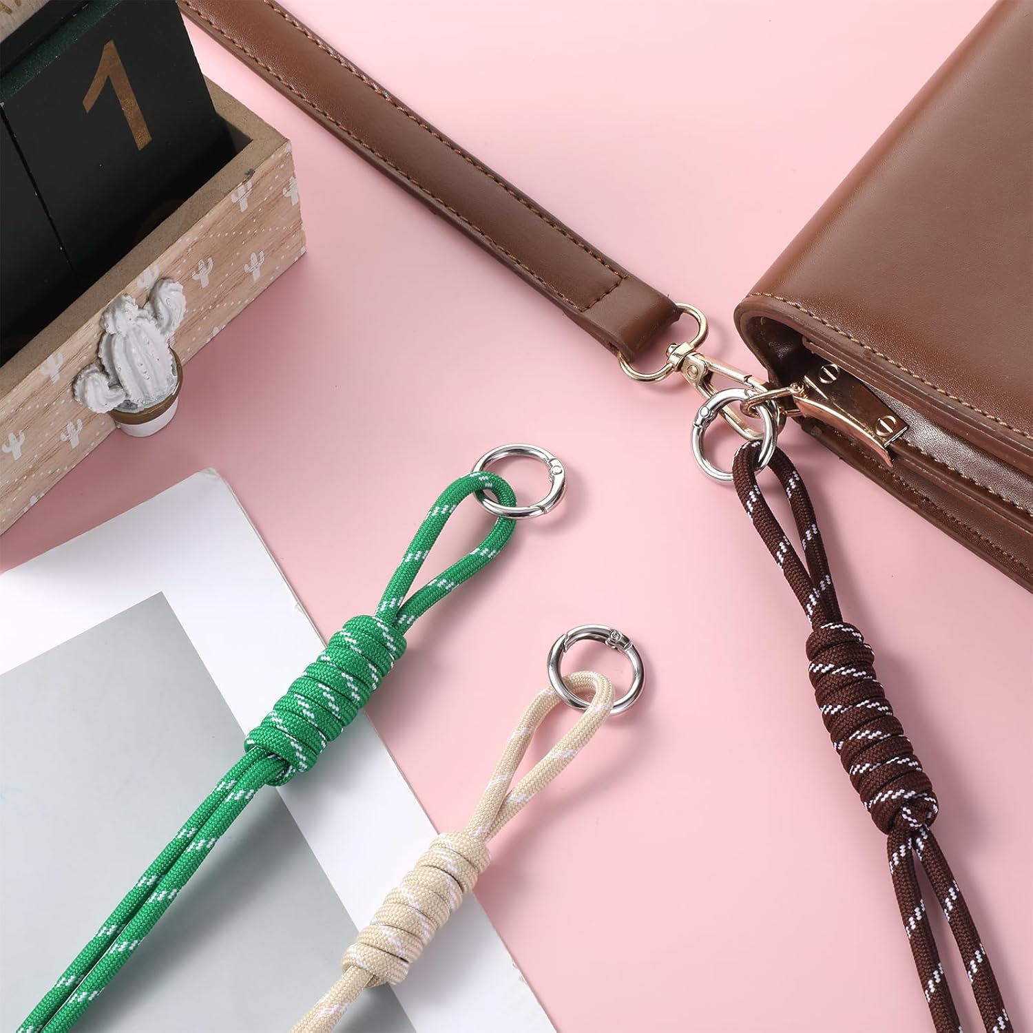 Paracord Braided Keychain Handwoven Rope Keychain Knot Lanyard Keyring for Handbag Braided Rope Charms for Purse Handmade Key Chain Purse Hanging Ornament Backpack Decoration Accessories - Image 4