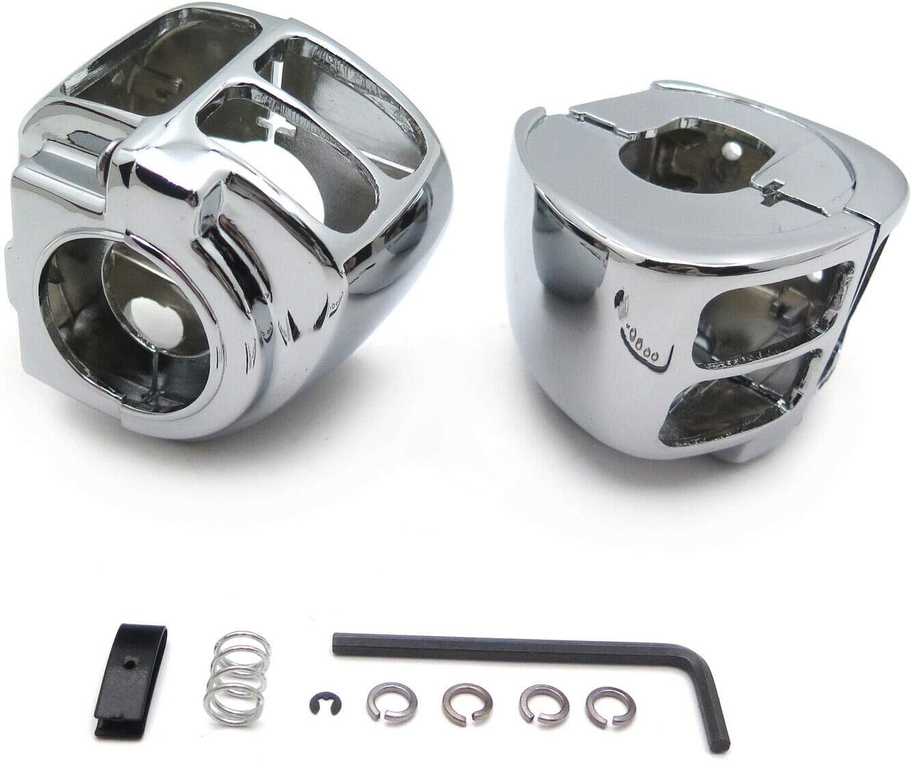 HTTMT Chrome Switch Housing Cover - Compatible with H-D Sportster, Dyna, Softail, V-Rod (1996-2012)
