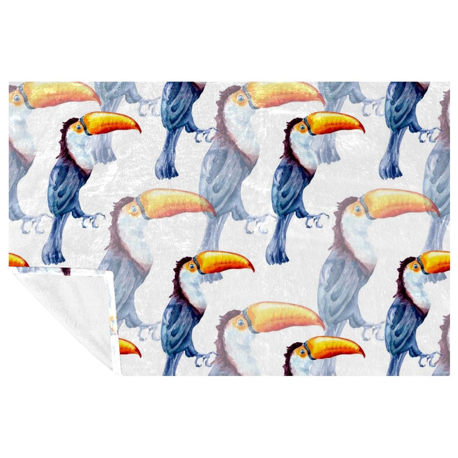 Couverture toucan 150x100 cm plaid chaud en tissu doux à imprimé oiseau exotique