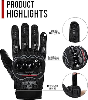 IRON JIA'S Motorcycle Gloves for Men and Women - Motorbike Powersports Racing Gloves with Hard Knuckle Touchscreen for BMX ATV MTB Riding
