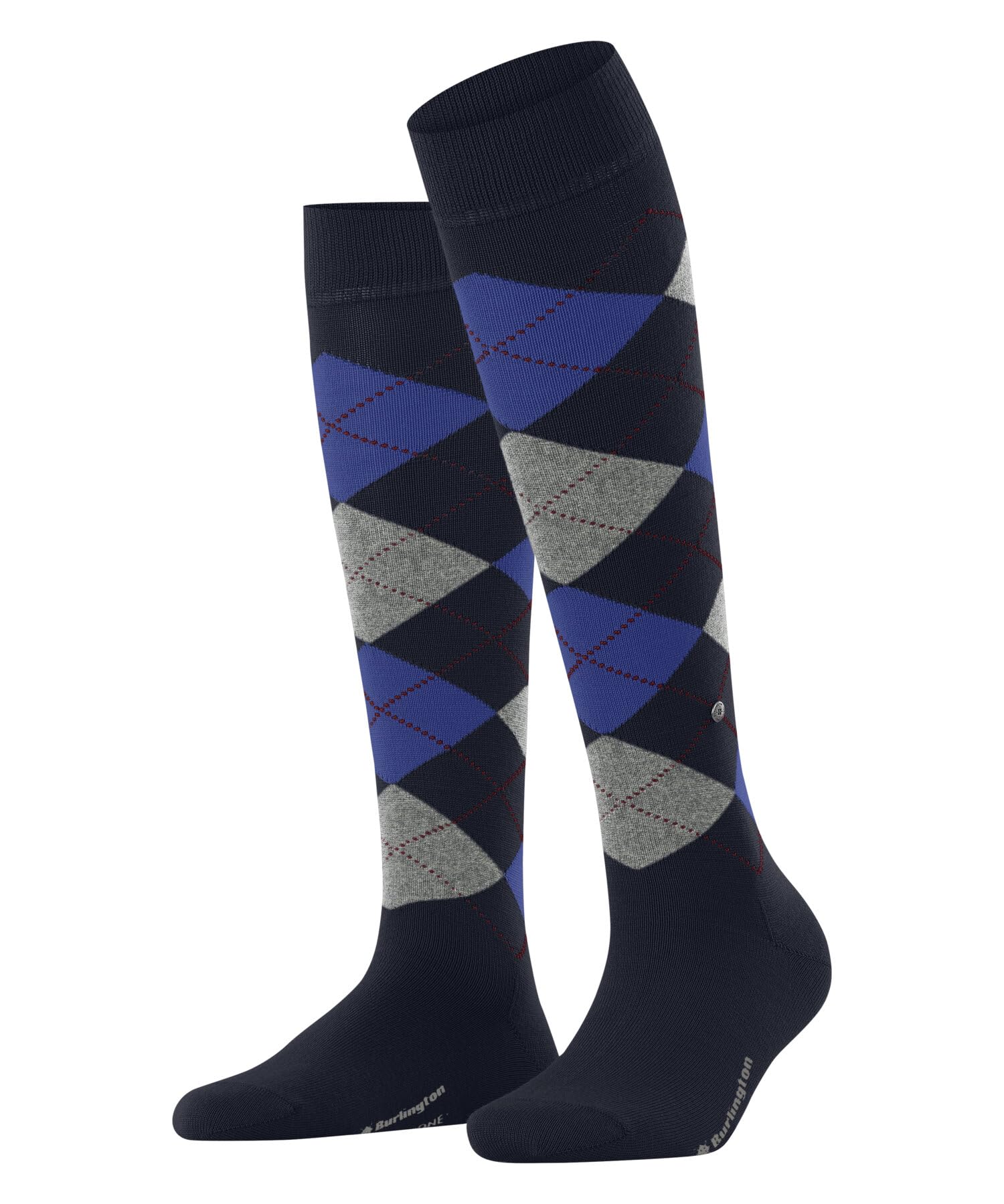 Burlington Women's Marylebone W Kh Wool Long Patterned 1 Pair Knee-High Socks, Blue Marine 6120, 3.5-7