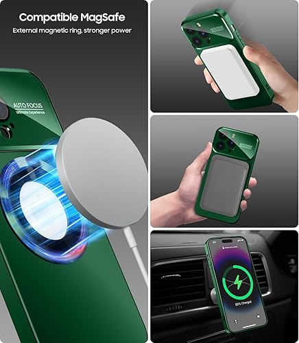 Miniatura 3 de Funda magnética para iPhone 13 Pro Max, compatible con MagSafe, protector de lente de cámara integrado, vista de logotipo, funda de teléfono a