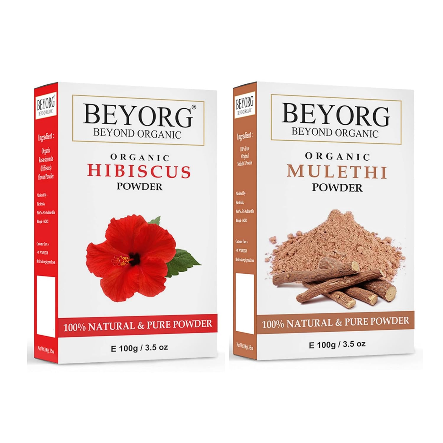 Hibiscus Powder & Mulethi Powder For Skin Whitening, Licorice Powder For Body, Skin, and Hair