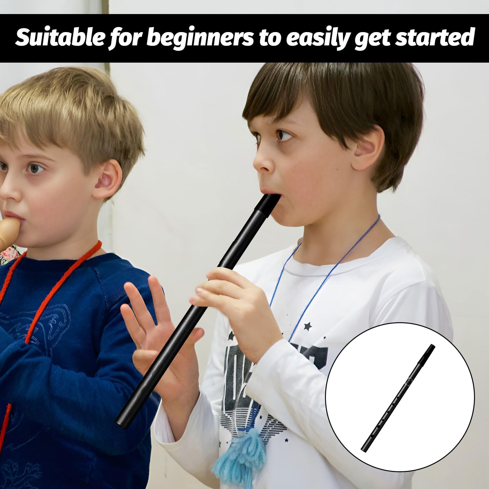 Authentic Penny Whistle D - Six-Hole Tin Whistle Perfect for Traditional Celtic Music - Black - Image 4