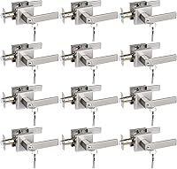 Vista 16 de USHTL01-SN-BK-6P - Manija cuadrada de privacidad para puerta de níquel cepillado sin llaves para dormitorio o baño, USHTL01-SN-BK-6P
