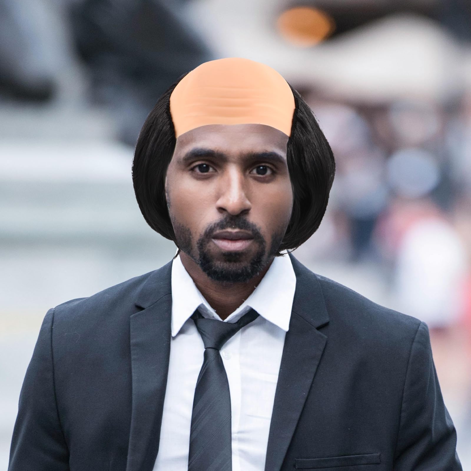 Healeved 4 Stück Männer Perücke Glatze Kurzhaar aus Hitzebeständigem Fasern Material mit Realistischem Design für Alltag und Aufführungen Bequem und Einfach zu Stylen Schwarz