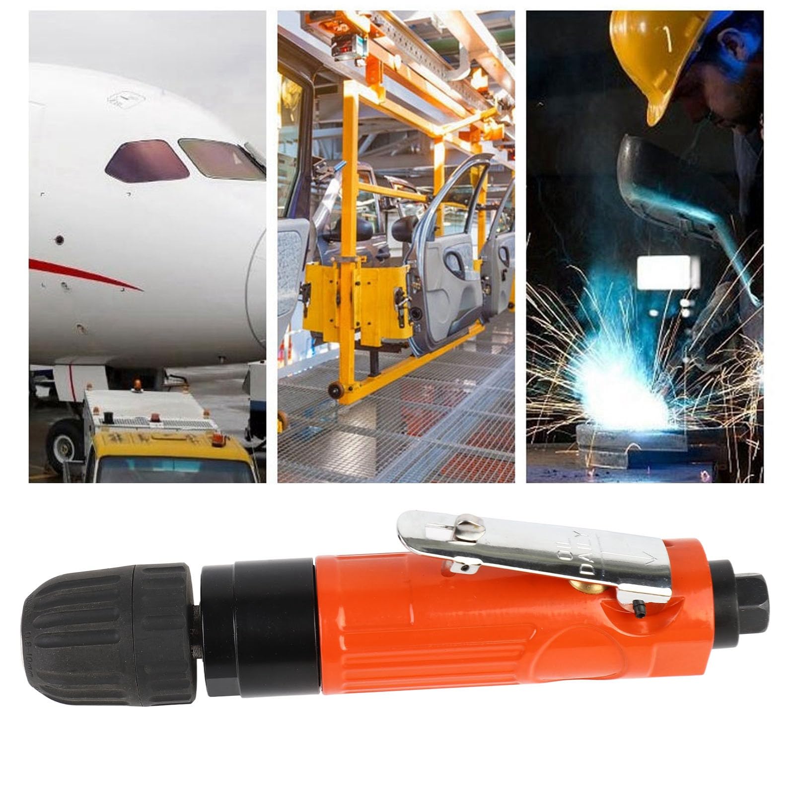 Trapano Pneumatico Pneumatico 3/8 Pollici 22000 Giri/min Leggero Impugnatura Diritta Strumento di Perforazione per Produzione, Lega di Alluminio