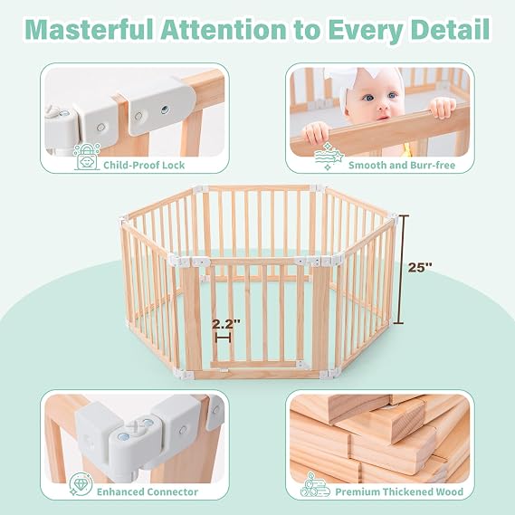 Expanded Panel for Aokkto Wooden PLAYPEN（2 Panels-Wood Color）